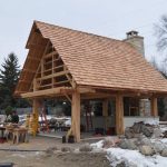 custom timber frame gazebo being built