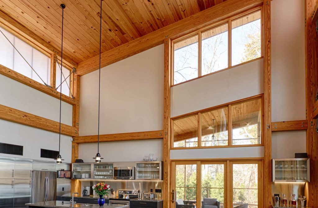 custom timber frame home interior