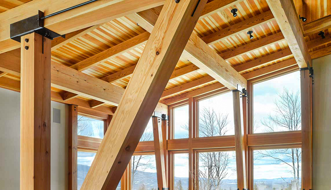 custom timber frame home interior