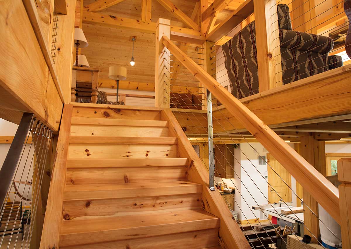 custom timber frame home interior