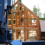 custom timber frame building in process