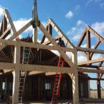 timber barn under construction
