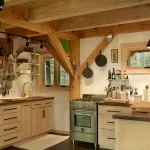 interior timber cabin kitchen