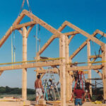 trusses being placed